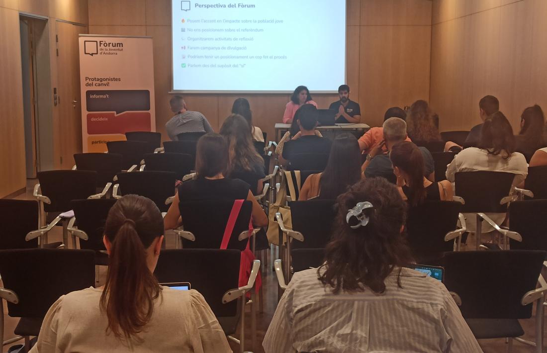 Un moment de la presentació de l’estudi sobre els impactes de l’acord d’associació en el jovent andorrà.