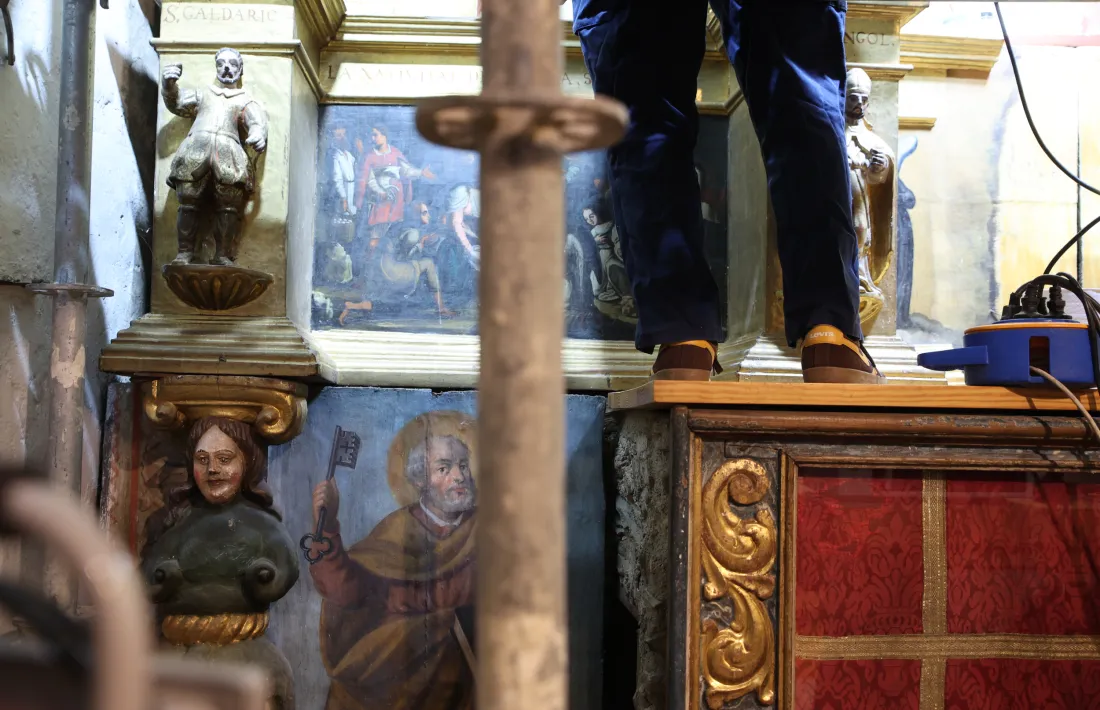 La taula amb l’adoració dels pastors, un dels elements més destacats del retaule.