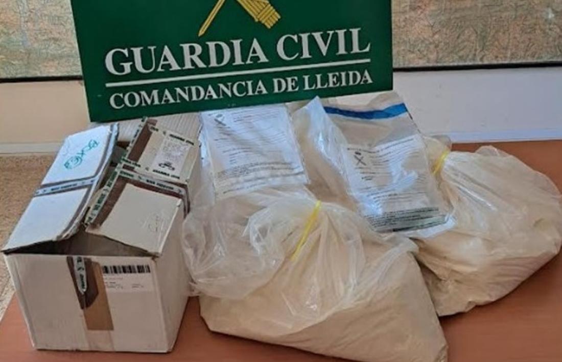 La droga comissada per la guàrdia civil a la Farga de Moles.