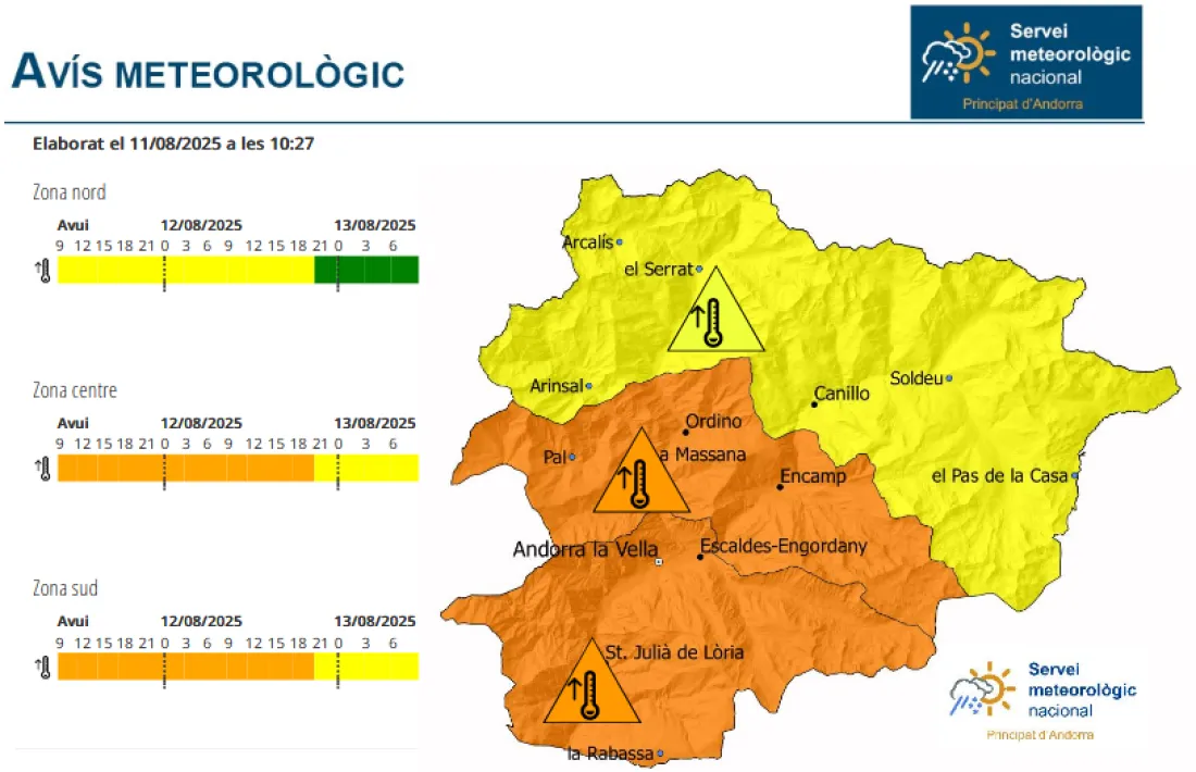 L'avís d'alerta taronja del Servei meteorològic.