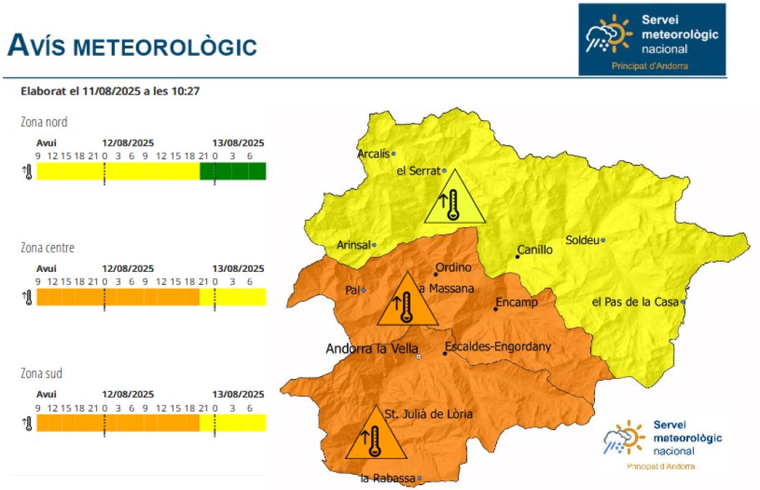 L'avís d'alerta taronja del Servei meteorològic.