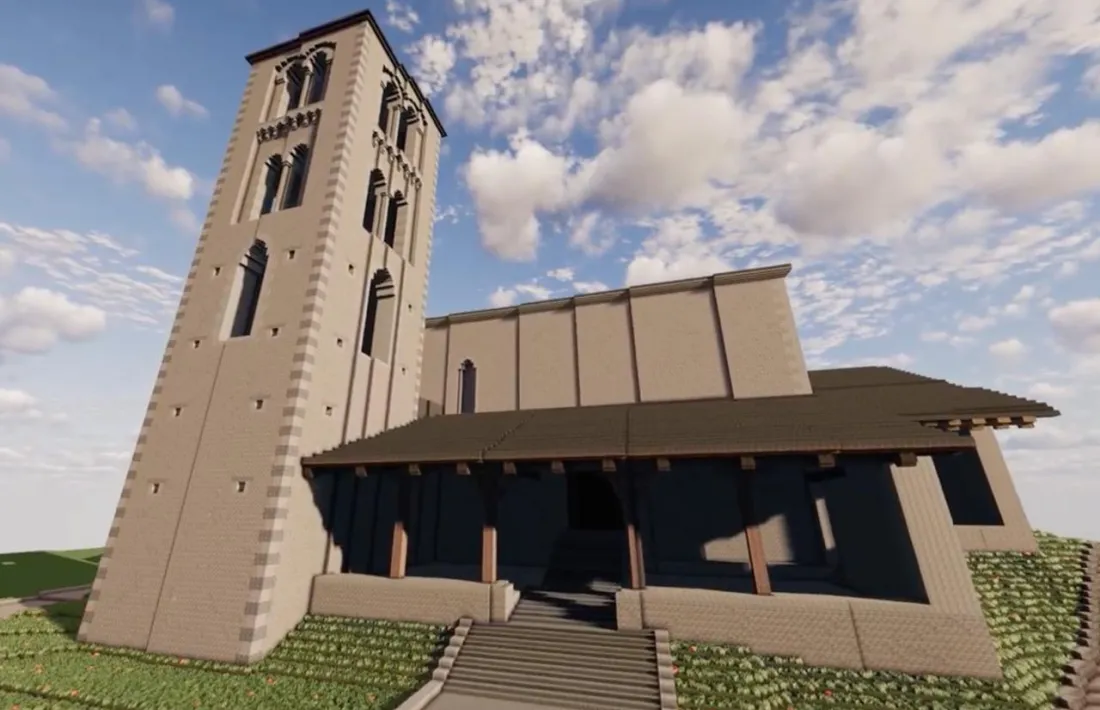 Imatge de la reproducció de Sant Joan de Caselles amb les peces del popular joc. 