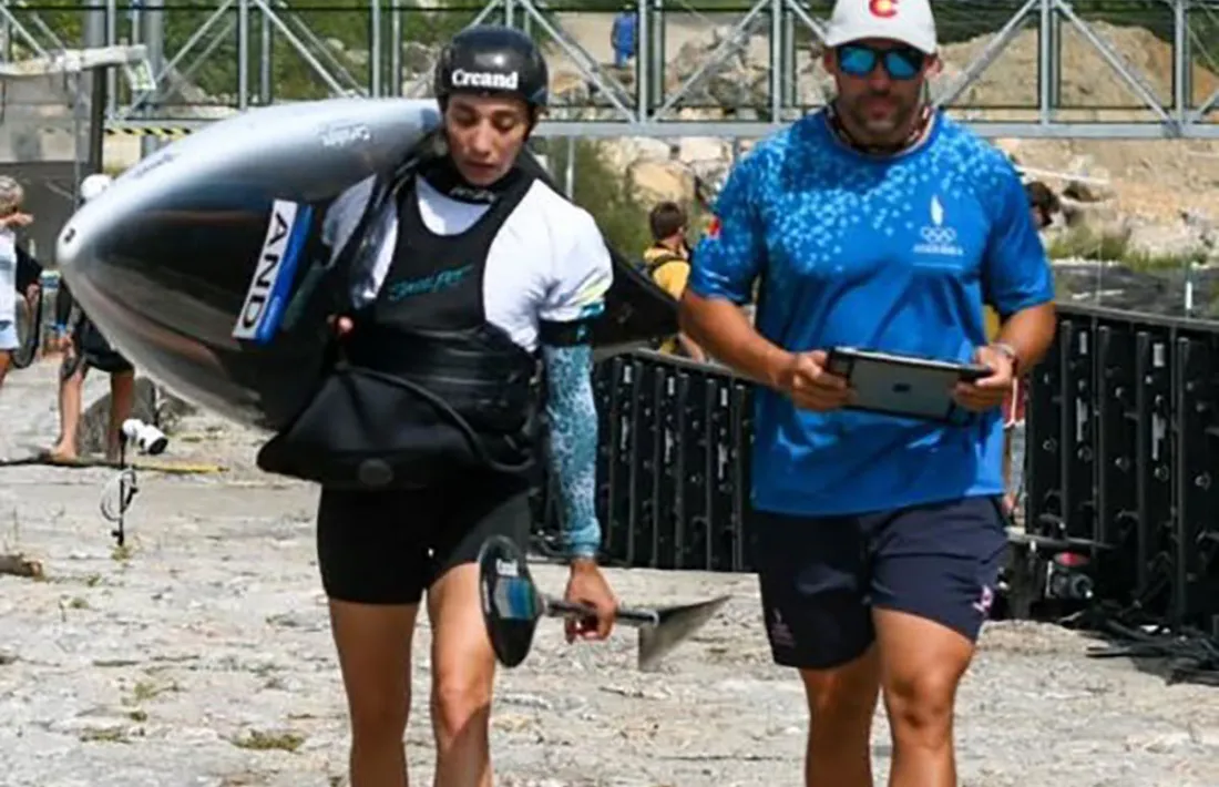 Mònica Doria i el seu entrenador, Cristian Tobio, a Tacen.