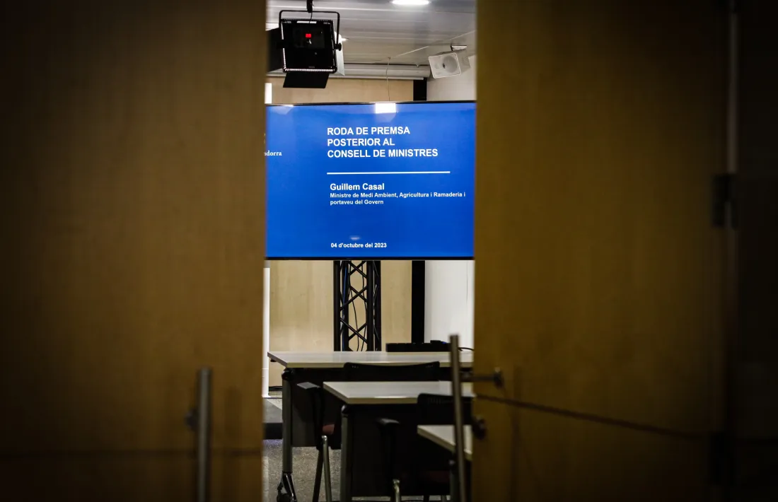 La sala de premsa a l’edifici administratiu del Govern.