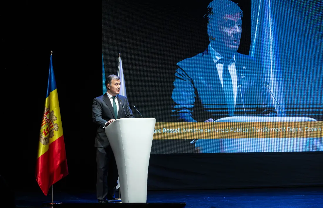 Un moment de la intervenció del ministre Marc Rossell, aquest matí.