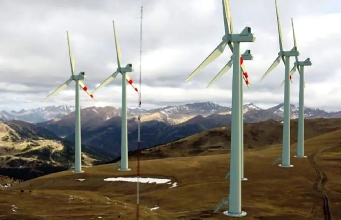 Una projecció del com quedarien els aerogeneradors al Pic del Maià.