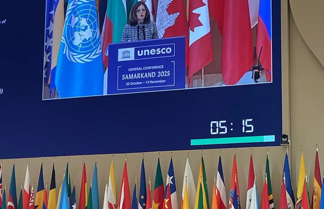 La ministra d’Afers Exteriors, Imma Tor, durant la seva intervenció a la 43a sessió de la Conferència General de la Unesco.