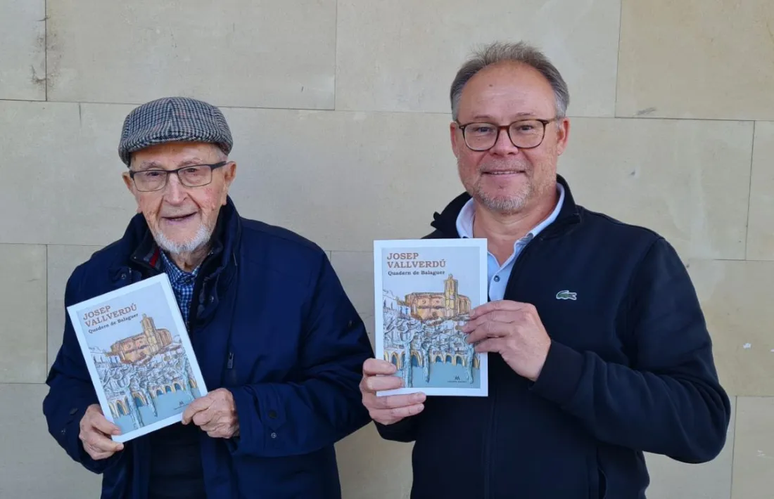 Vallverdú amb l’editor, Marcel·lí Pasqual. 