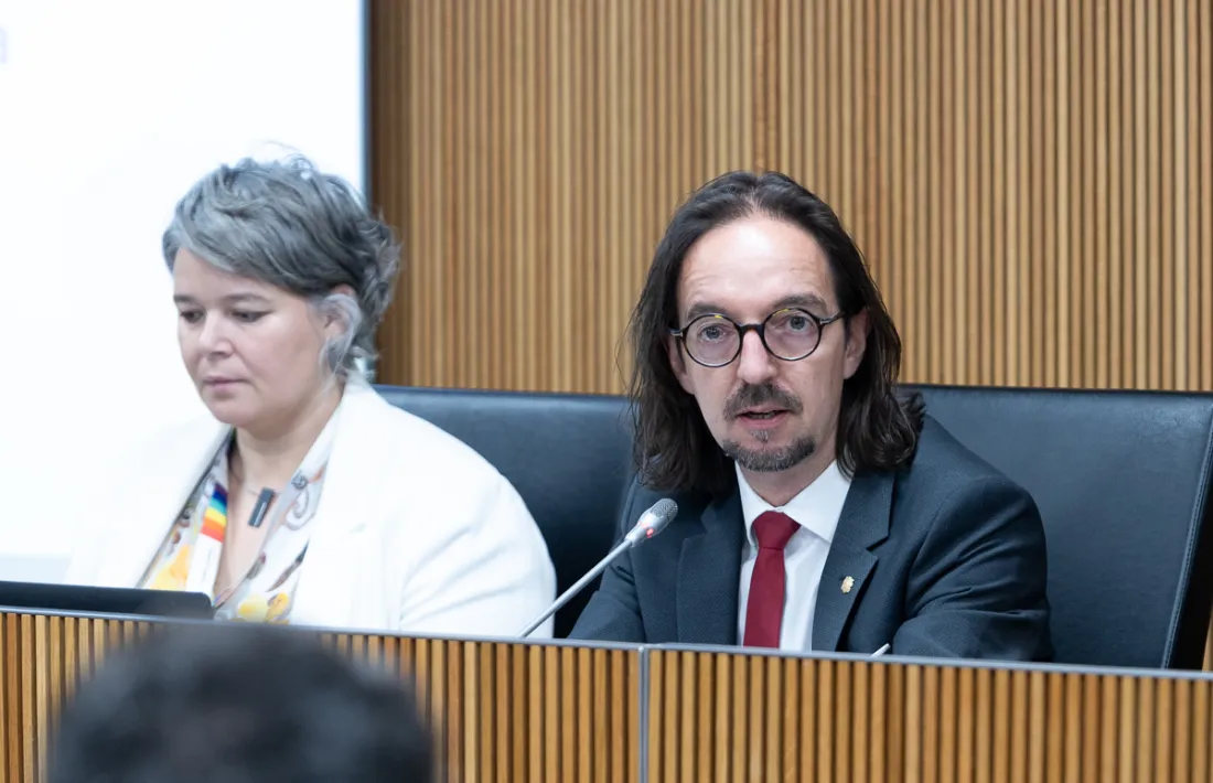 El secretari d'Estat per a les Relacions amb la Unió Europea, Landry Riba, en la darrera compareixença al Consell General.