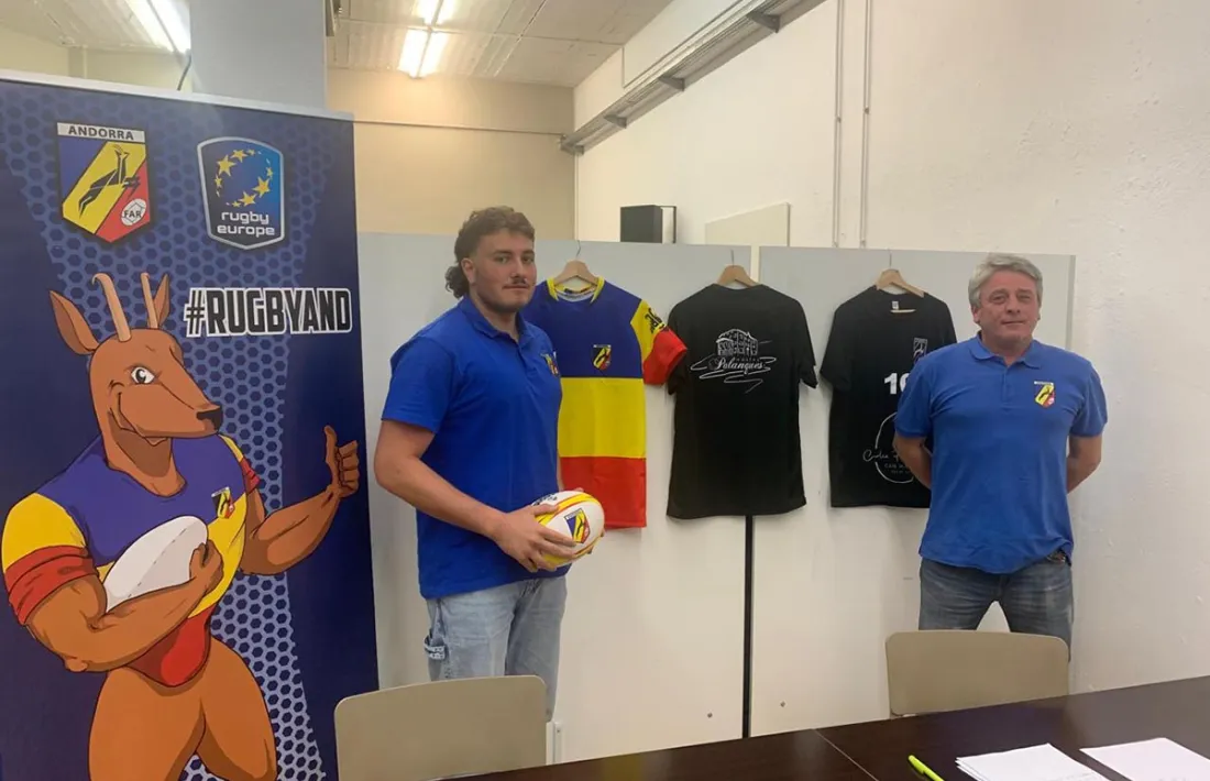 Galdric Calvet i Jean Marc Flaux, a la presentació del partit dels 'isards' de dissabte.