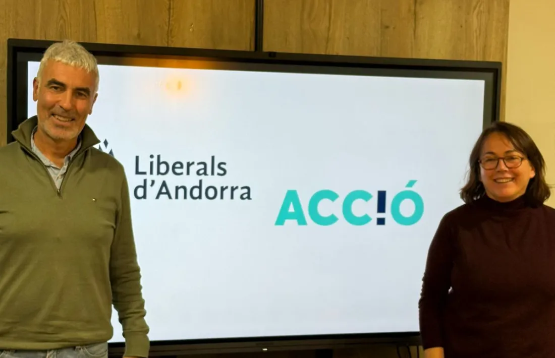 Marc Magallon i Cristina Rico, presidents d’Acció i de Liberals d’Andorra respectivament.