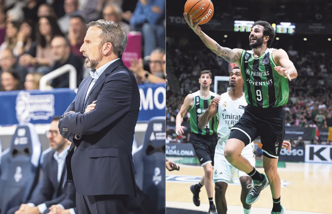 Joan Plaza, a la banqueta del MoraBanc.Ricky Rubio, en el seu retorn a la Penya.