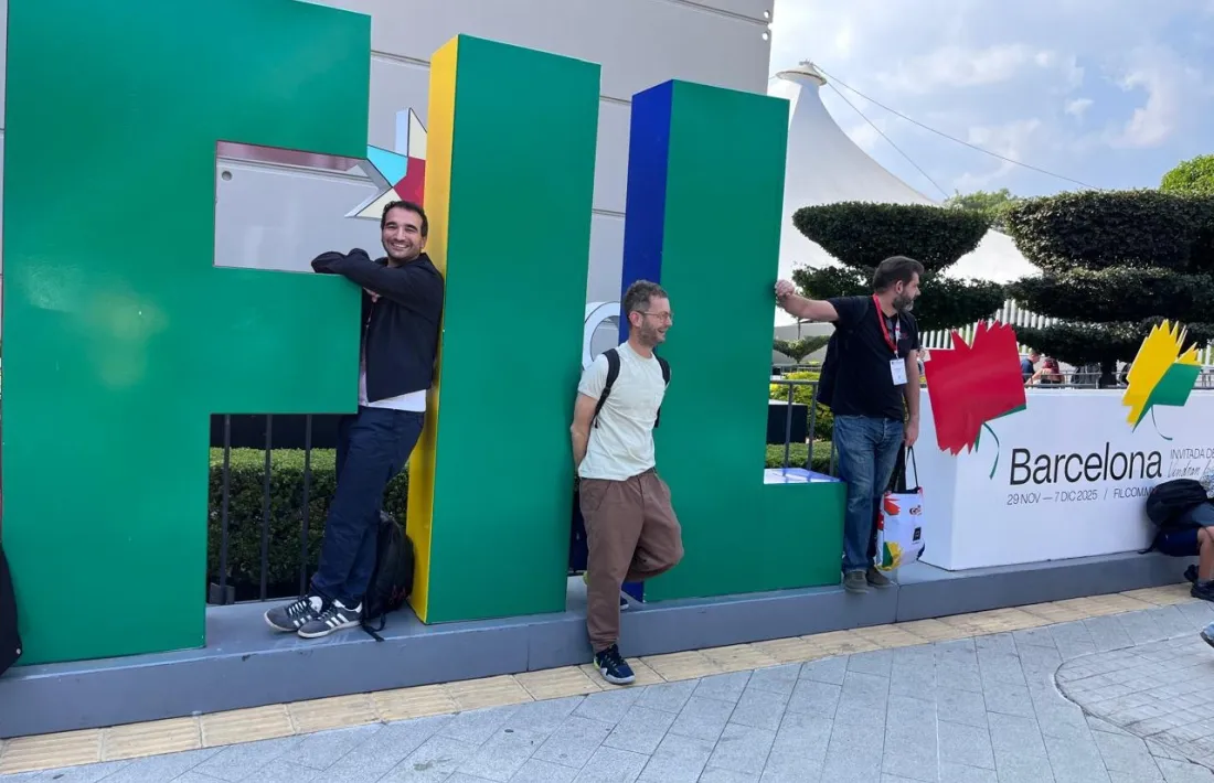 Jan Arimany (Trotalibros), Lluís Viu (Editorial Andorra) i David Gálvez (Medusa), a la Fira del llibre de Guadalajara.