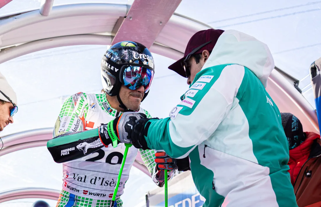 Joan Verdú, al portilló de sortida de la Copa del Món que es va disputar dissabte a Val-d'Isère.