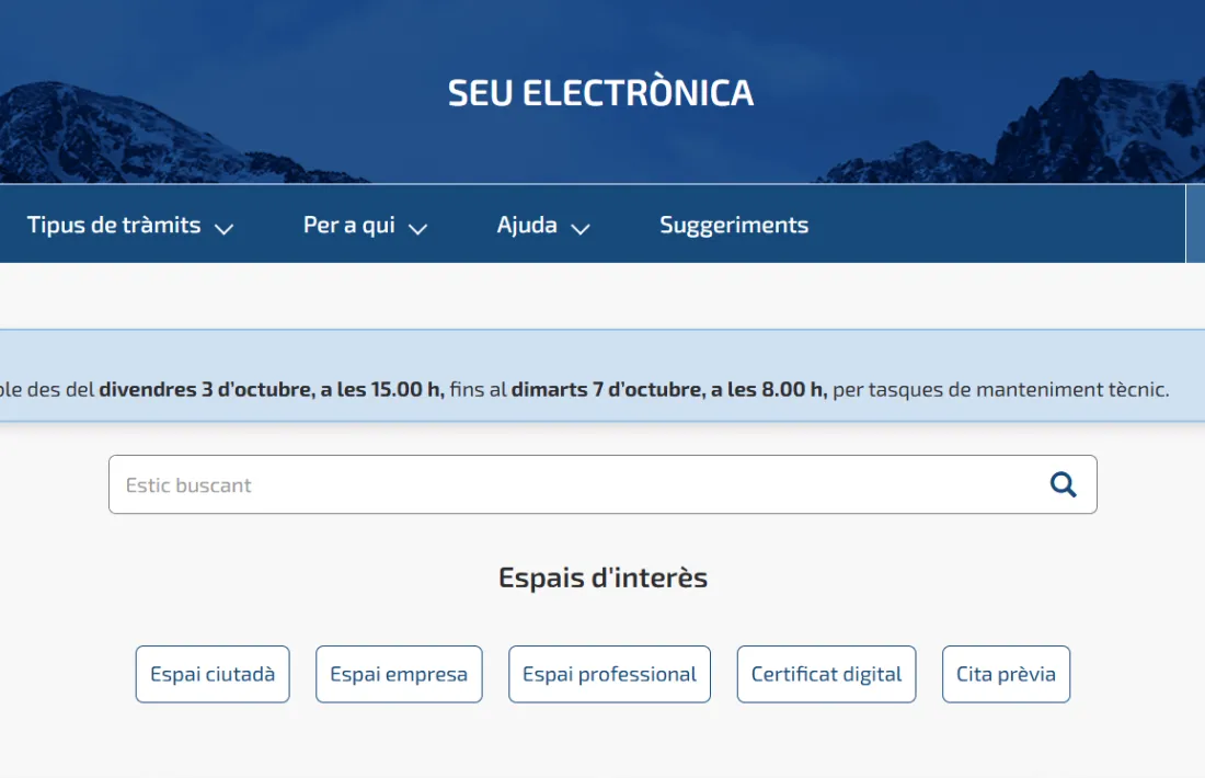 La seu electrònica del Govern.