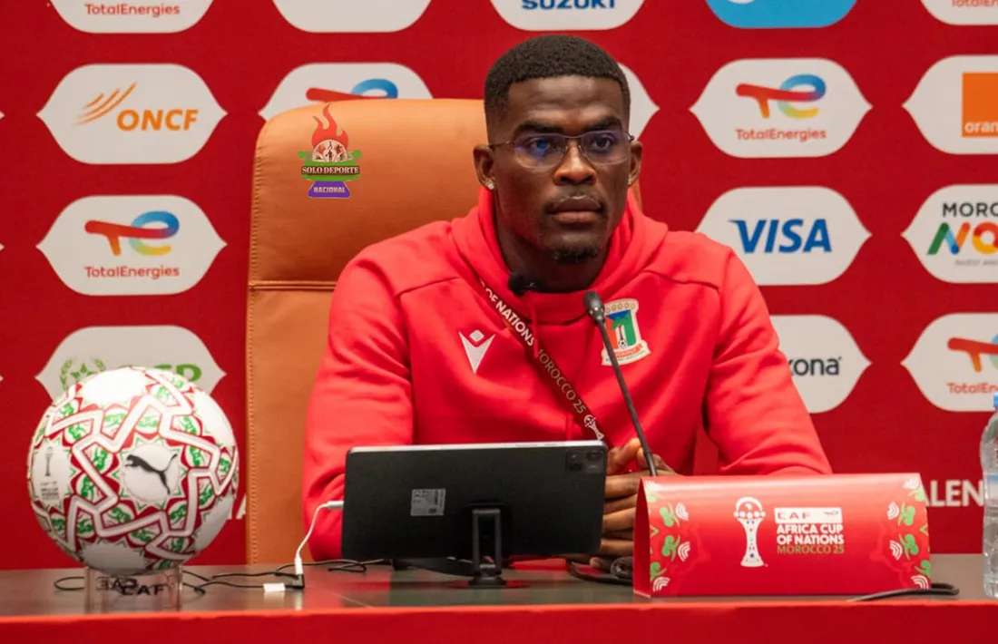 Jesús Owono, durant la roda de premsa de la Copa Àfrica.