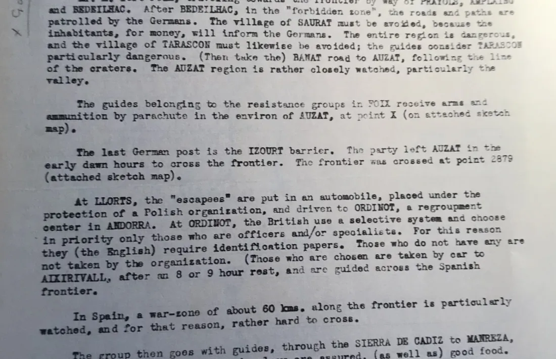 L'informe de l'espionatge britànic del 1943 amb detalls sobre la ruta Foix-Andorra-Barcelona.