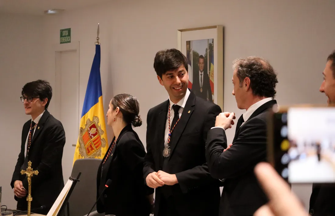 El cònsol major d’Andorra la Vella, Sergi Gonzàlez, durant la sessió del consell de comú d’aquesta tarda.