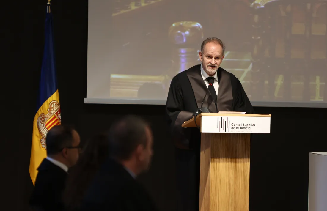 El fiscal general, Xavier Sopena, durant el seu discurs en l’acte d’Obertura de l’Any Judicial.