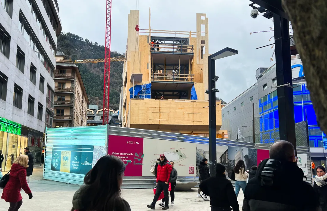 Les obres de la nova seu d'Andorra Telecom, la setmana passada.