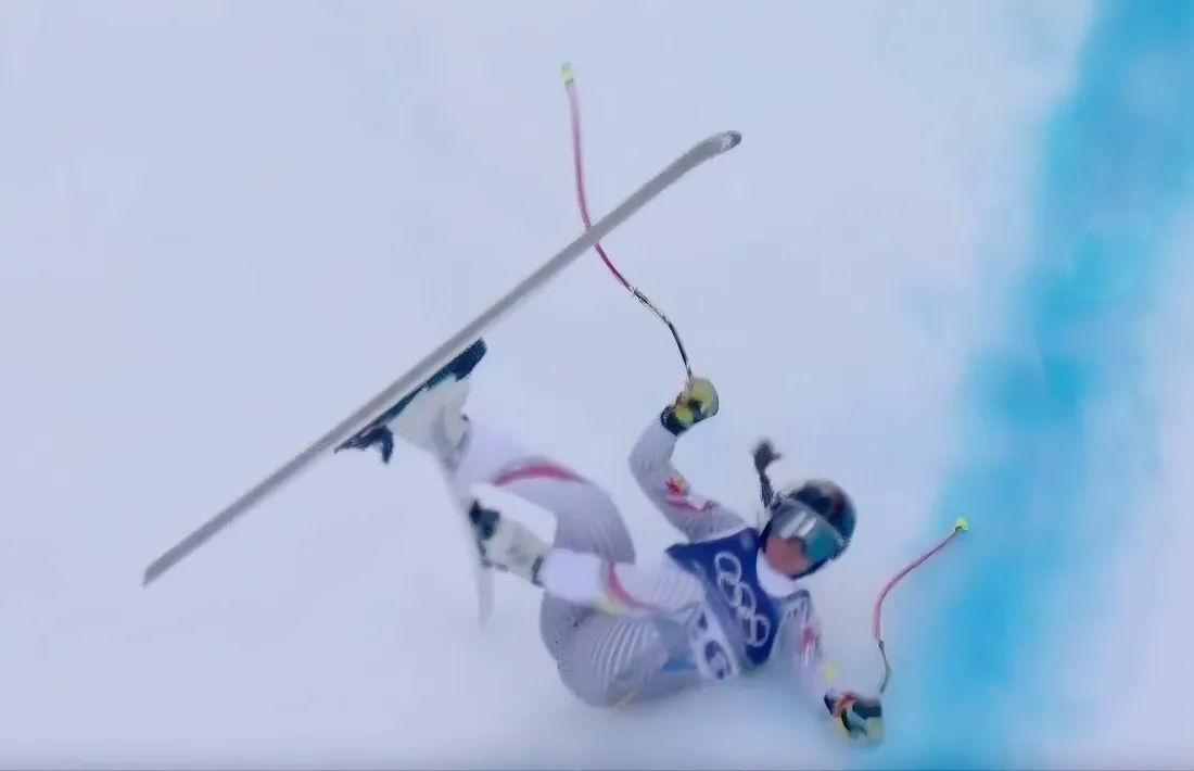 'Cande' Moreno va patir una caiguda esgarrifosa al descens dels Jocs Olímpics d'Hivern.