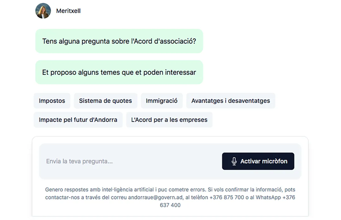 Merixtell, la IA que respon dubtes sobre l'acord d'associació.
