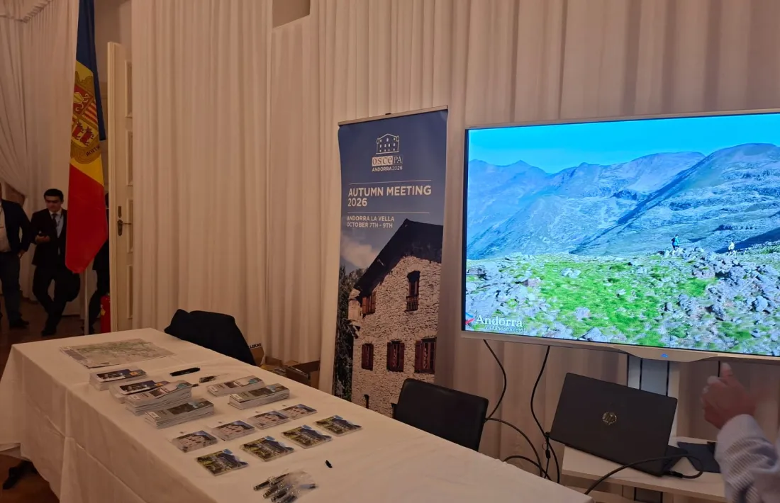 L'estand promocional d'Andorra a l'assemblea de l'OSCE de Viena.