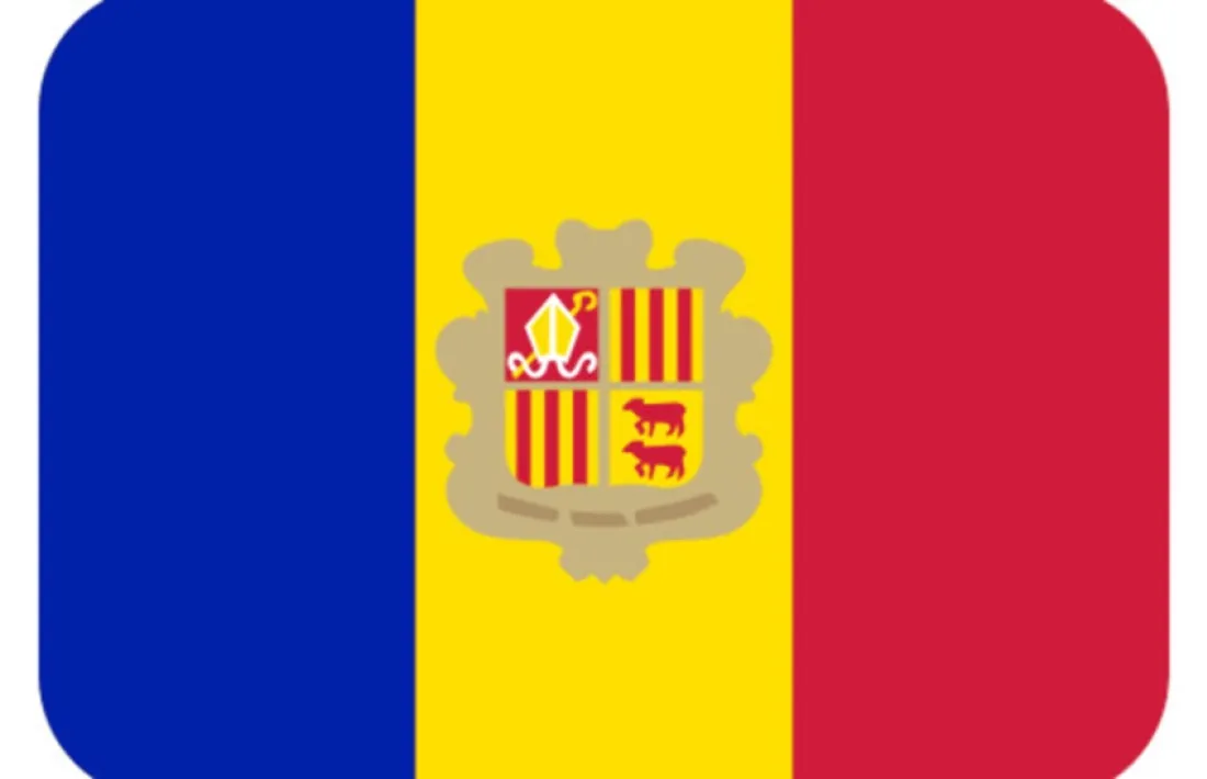 L'emoticona de la bandera d'Andorra simplificada que elimina la senyera.