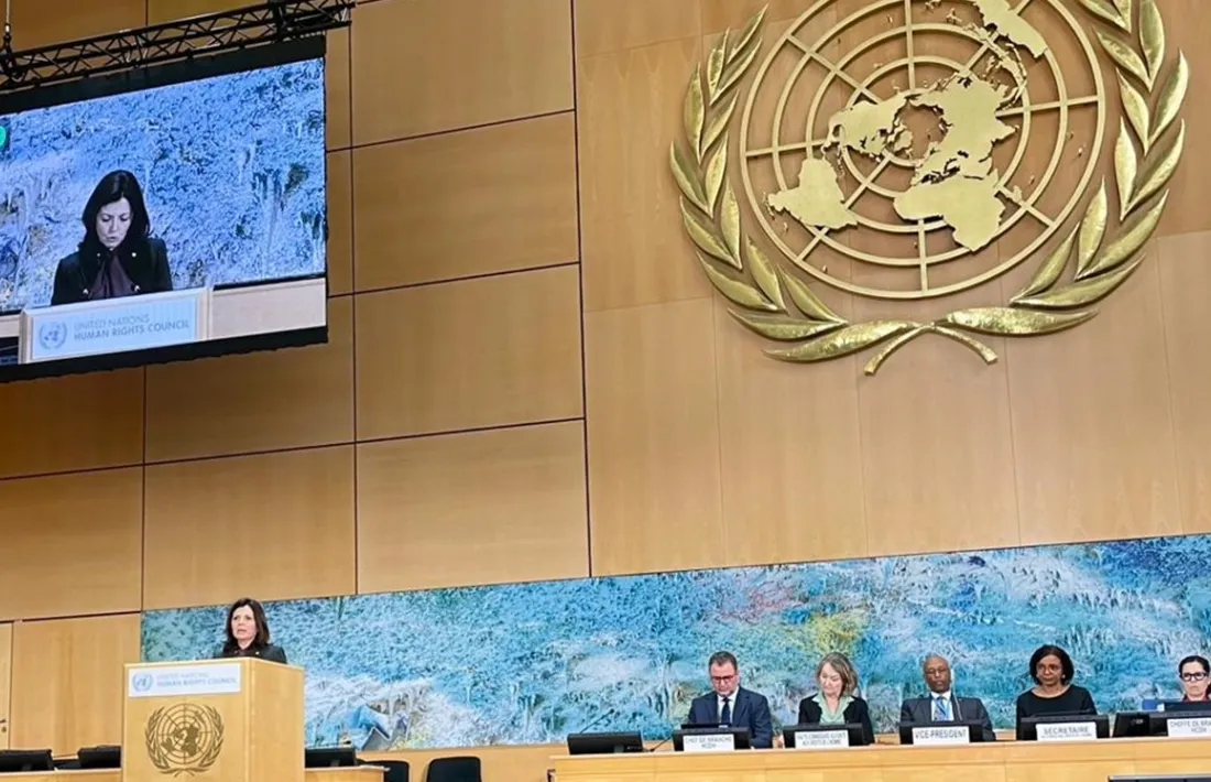 Tor durant la seva intervenció a la sessió del Consell dels Drets Humans de l'ONU