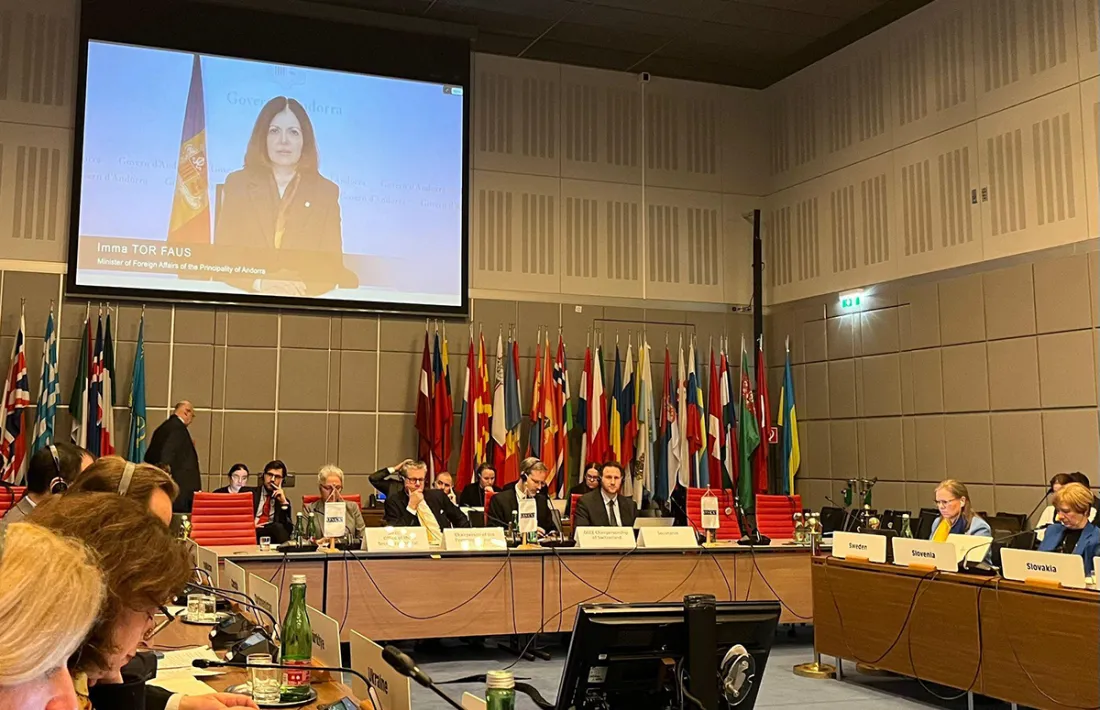 La ministra d’Afers Exteriors, Imma Tor, en la Reunió Reforçada del Consell Permanent de l’Organització per a la Seguretat i la Cooperació a Europa (OSCE).