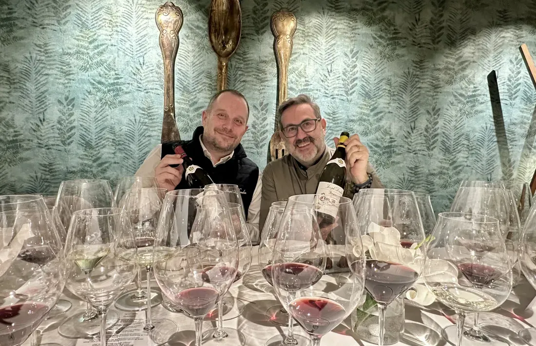 José Antonio Guillermo propietari d’Odetti Bistró amb Cédric Jung, director comercial Europa del celler Joseph Drouhin.