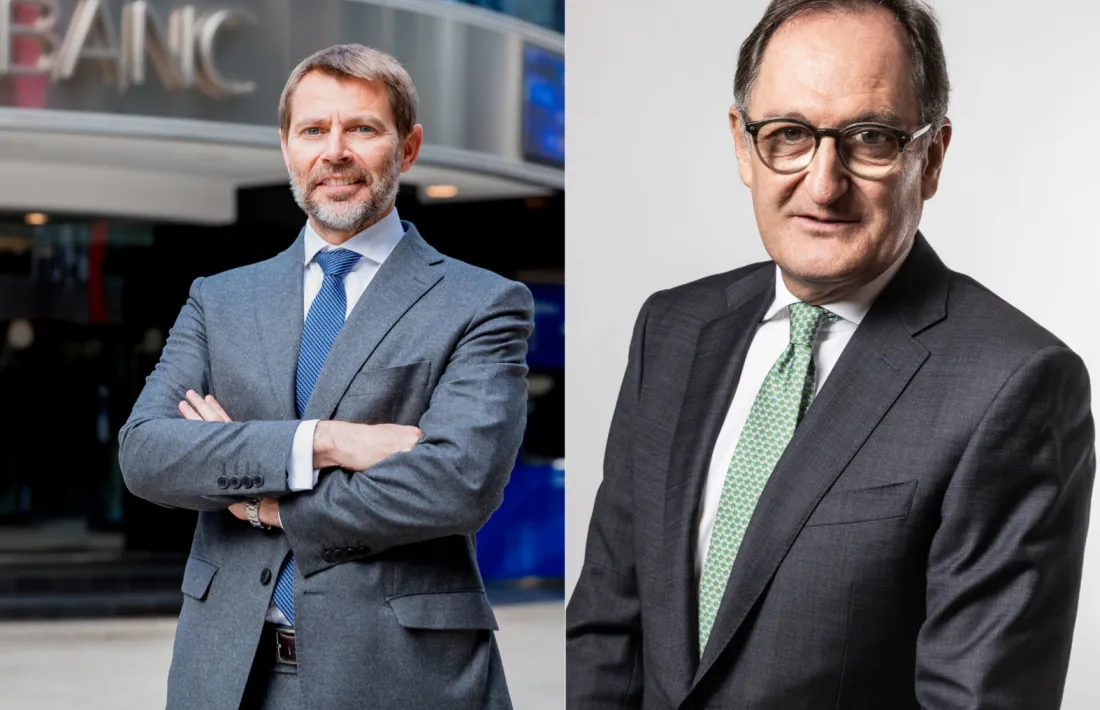 Lluís Alsina i Xavier Cornella, president i vicepresident d'Andorran Banking.