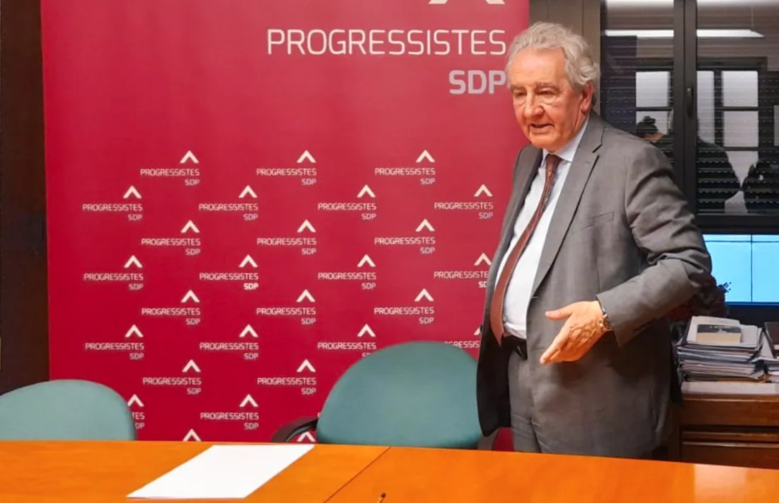 Jaume Bartumeu en un moment de la compareixença per explicar la posició del partit, aquesta tarda. 