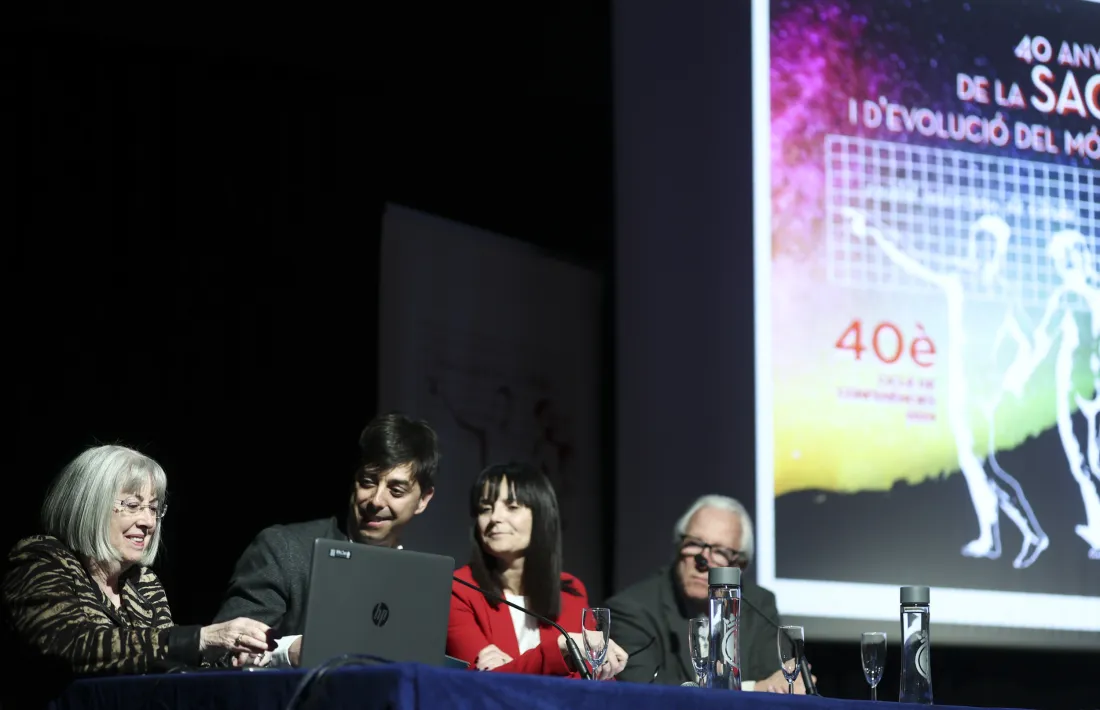 Àngels Mach, Sergi González, Mònica Bonell i Joan Sala durant l'acte d'ahir.