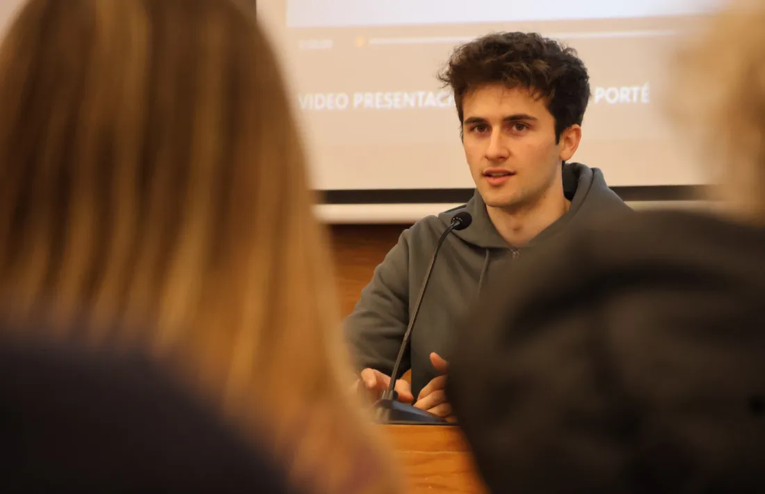 Frank Porté durant l’acte de renovació del patrocini amb Andbank.