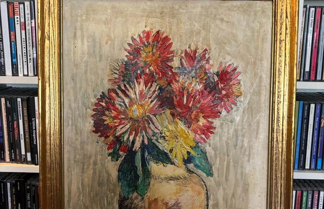 'Dàlies' fa 60 per 50 centimetres, està firmat a l'angle inferior dret per Sergi Mas i també datat, al revers, el maig del 1971.