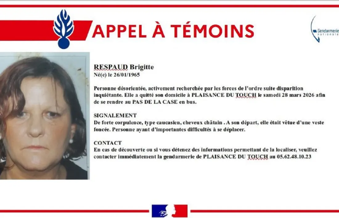 Gendarmeria i família fan una crida a qui tingui pistes sobre la dona.