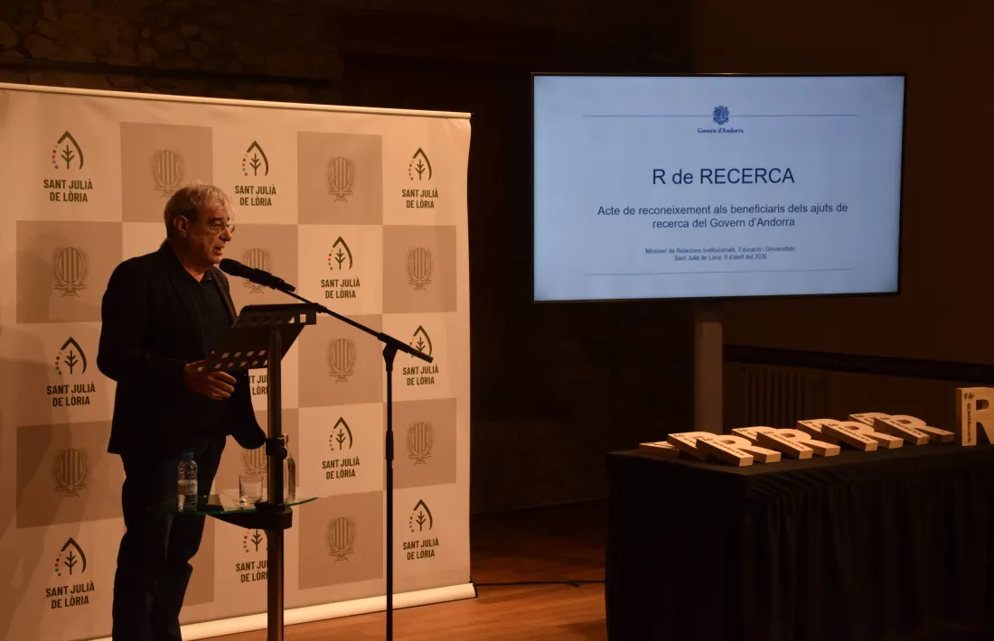 El ministre Ladislau Baró durant l'acte d'aquesta tarda a Sant Julià de Lòria.