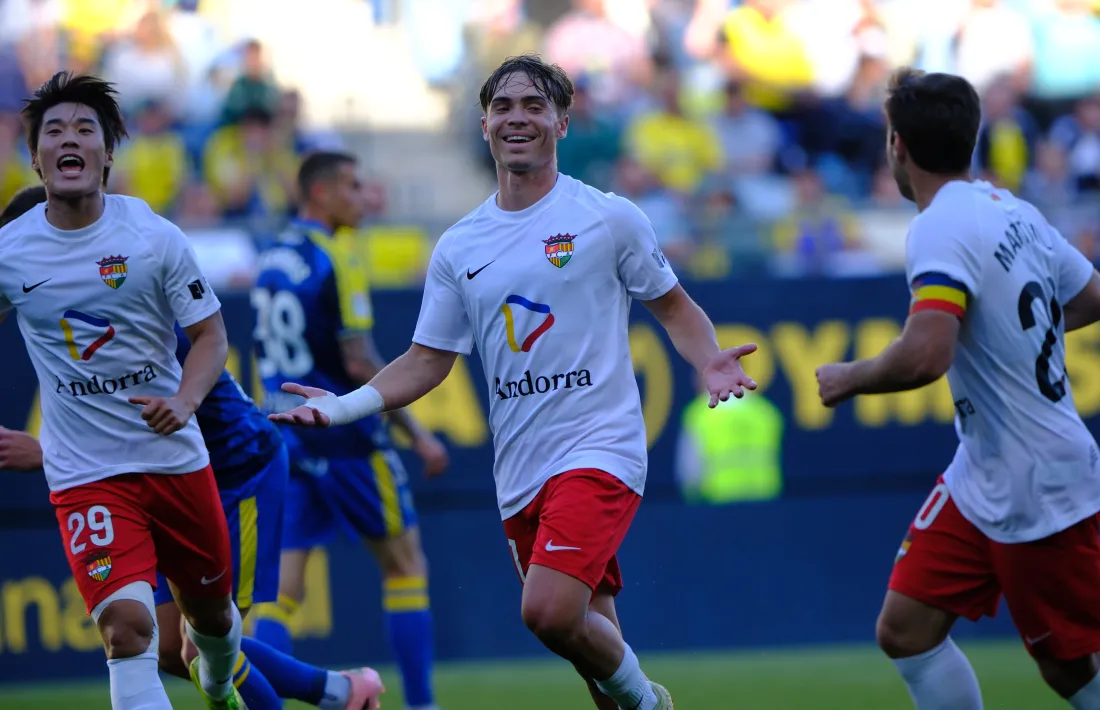 Josep Cerdà, l'extrem de Pollença de l'FC Andorra, va marcar el gol del triomf contra el Cadis.