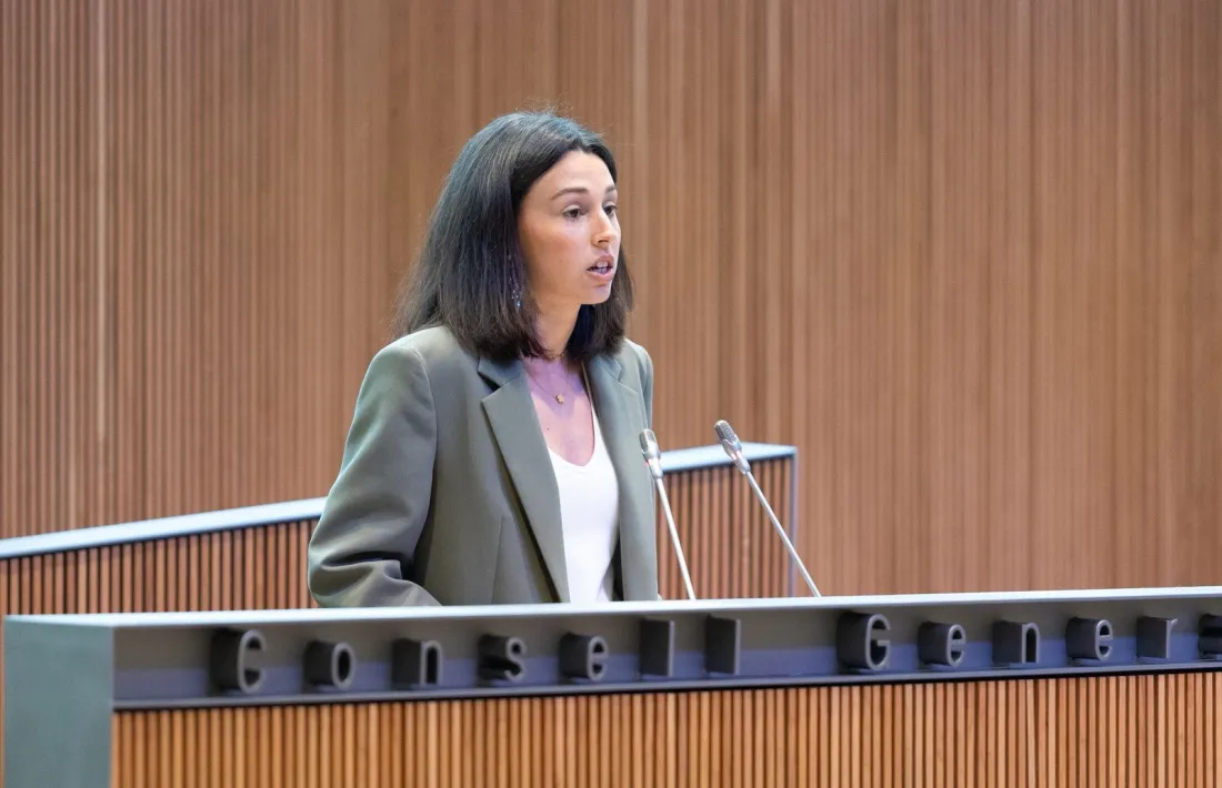 La parlamentària del PS Laia Moliné en una intervenció al Consell General.