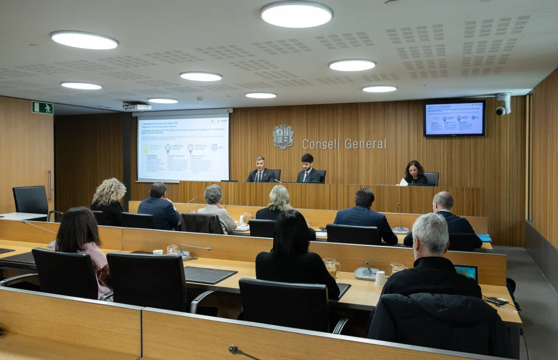 Marc Rossell durant la compareixença davant la comissió legislativa de Justícia, Interior i Afers Institucionals.  
