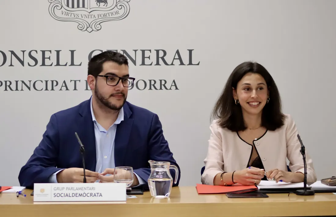 Pere Baró i Laia Moliné han estat els encarregats d'explicar les esmenes socialdemòcrates.