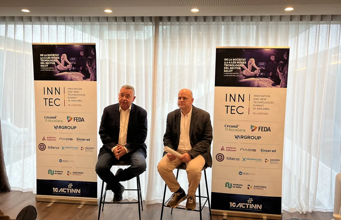 El president d’Actinn, Albert Moltes, i el director general del clúster, Ignasi Martín, en la presentació de les jornades Inntec.