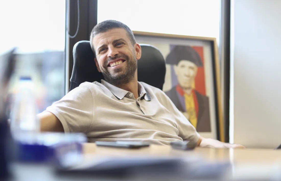 Gerard Piqué, durant l'entrevista a les oficines de l'FC Andorra.