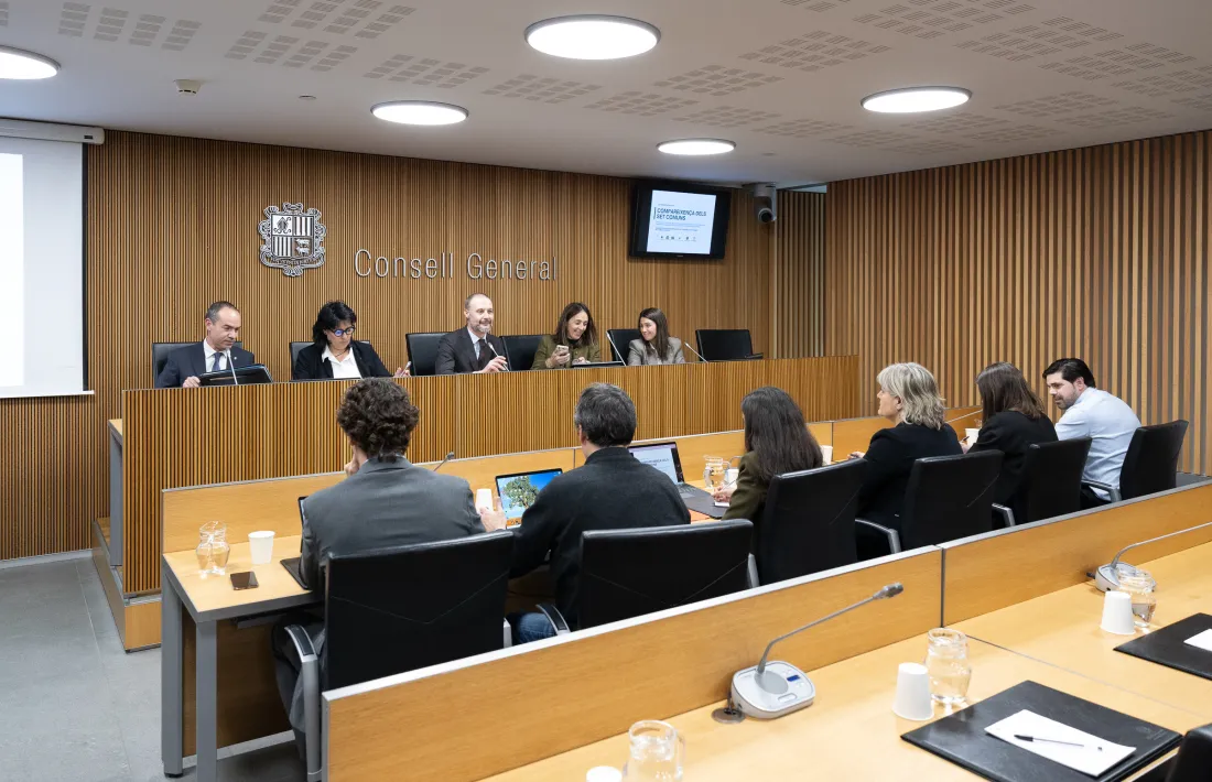 Compareixença dels cònsols majors de les set parròquies davant la Comissió d'Estudi per assegurar un creixement sostenible.