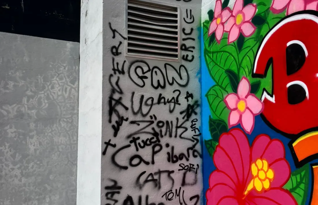 Una de les pintades de l'exterior.