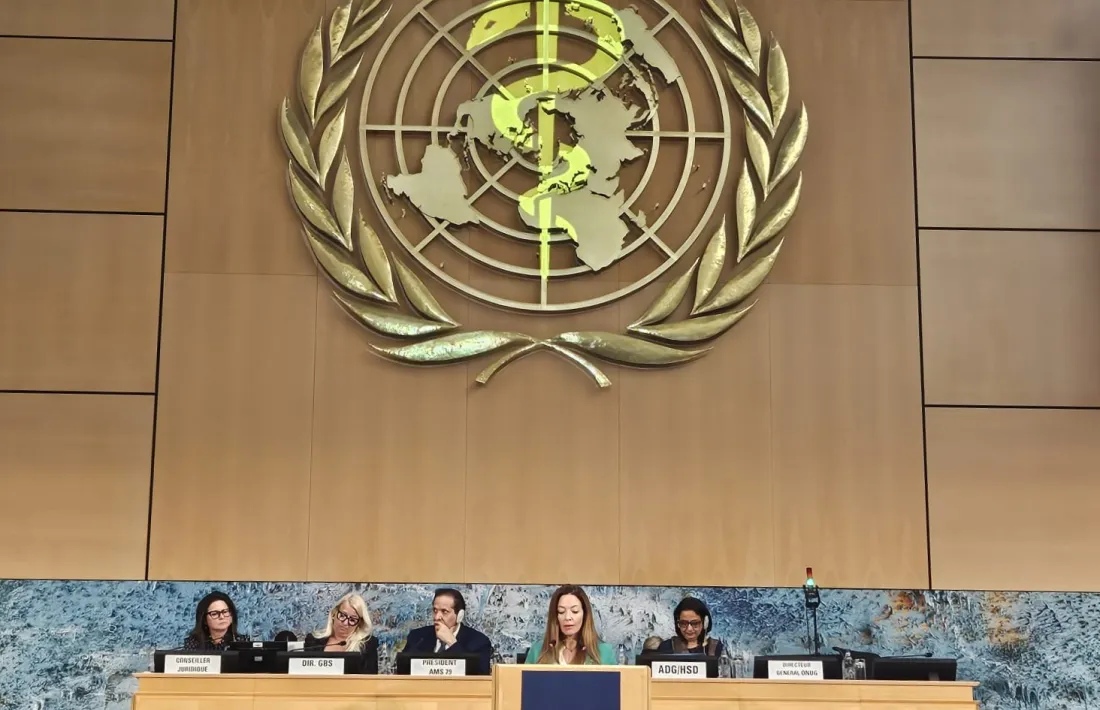 Mas durant la seva intervenció a la 79a Assemblea Mundial de la Salut a Ginebra.